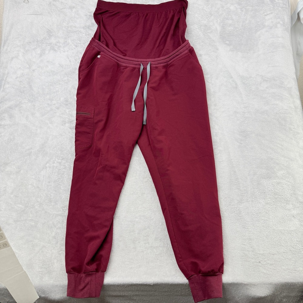 FIGS Maternity Technical Scrub Set Size XL / L Burgundy Jogger V-Neck Medical - Picture 2 of 16